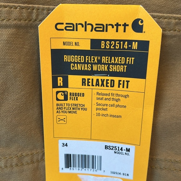 CARHARTT MENS RUGGED FLEX RELAXED FIT CANVAS WORK SHORT 34 WAIST - Picture 7 of 7